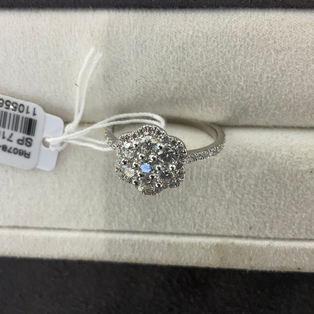 Flower Shape Diamond Ring R6078-CR-18W