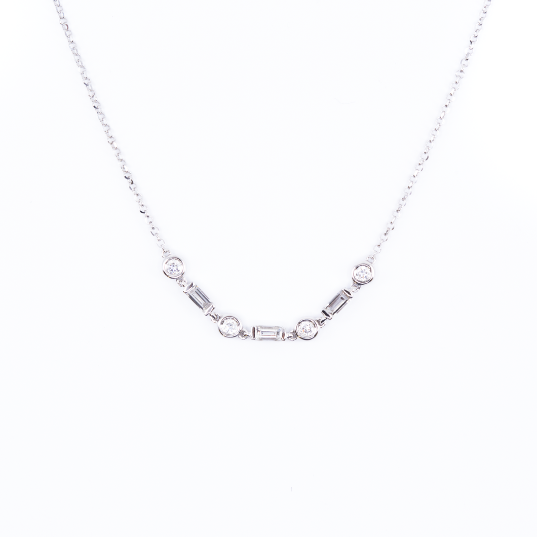 Staggered Baguette Diamond Necklace NL2105H