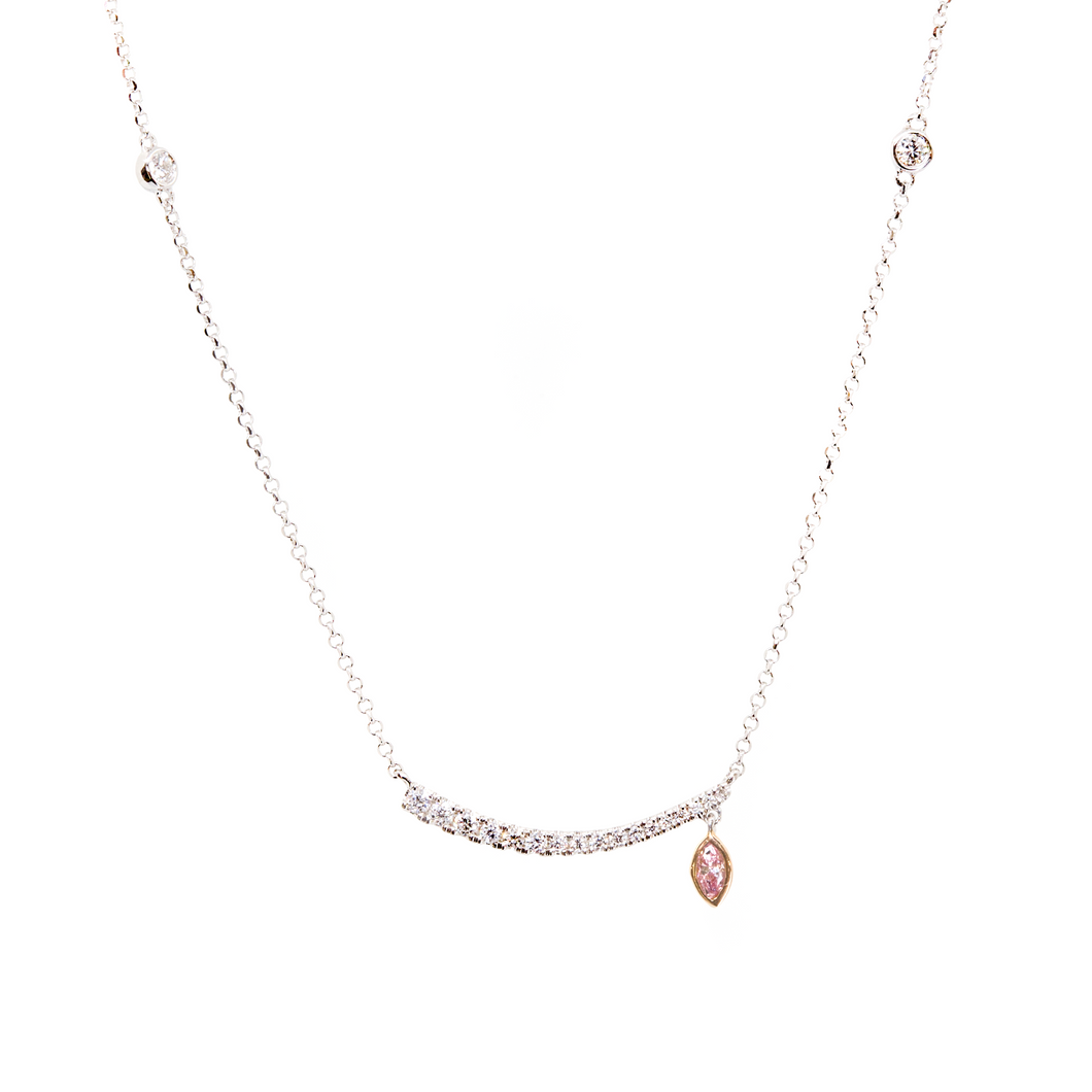 Pink Dainty Diamond Necklace